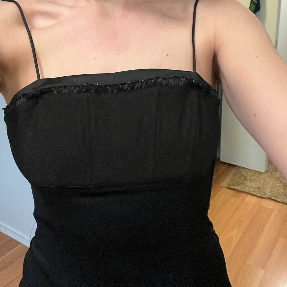 90s Zum Zum Black Backless Maxi Dress with Delicate String straps